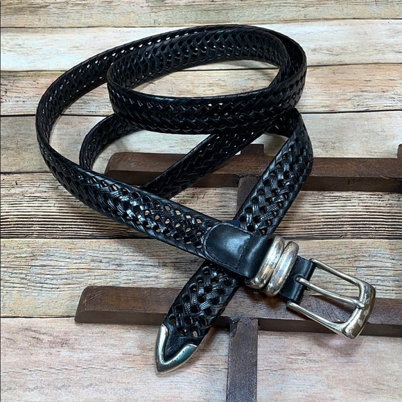 Men’s Black Leather Belt Size 58 Roundtree & Yorke - Picture 1 of 10